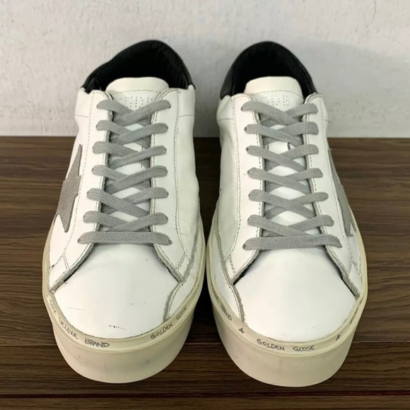 $635 Golden Goose Hi-Star White Black Size 40 / US 10 - Picture 4 of 10